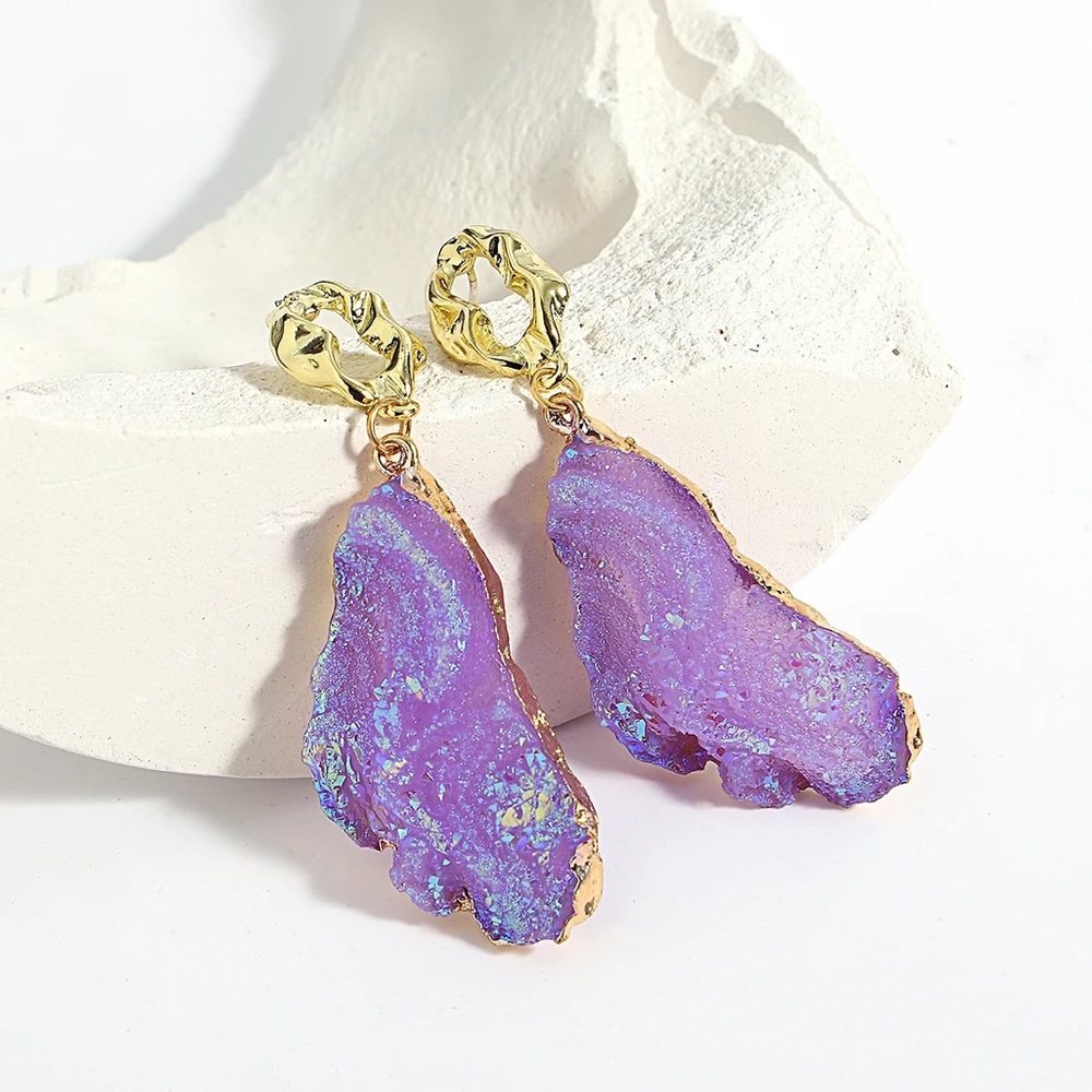 ◾️Volcanic Rock Earring (Purple)